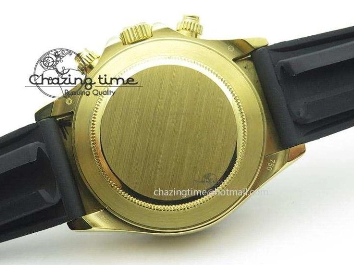 0105 Stylish Daytona YG BP Maker Gold Dial Sticks Markers On Rubber Strap A7750@ 4012